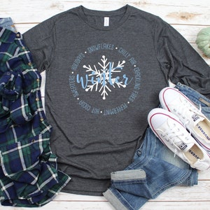 Winter Long Sleeve Shirt | Christmas Shirts for Women | Graphic T | Soft Holiday Shirt for Moms | Winter T-Shirts | Snowflake Tee for Her