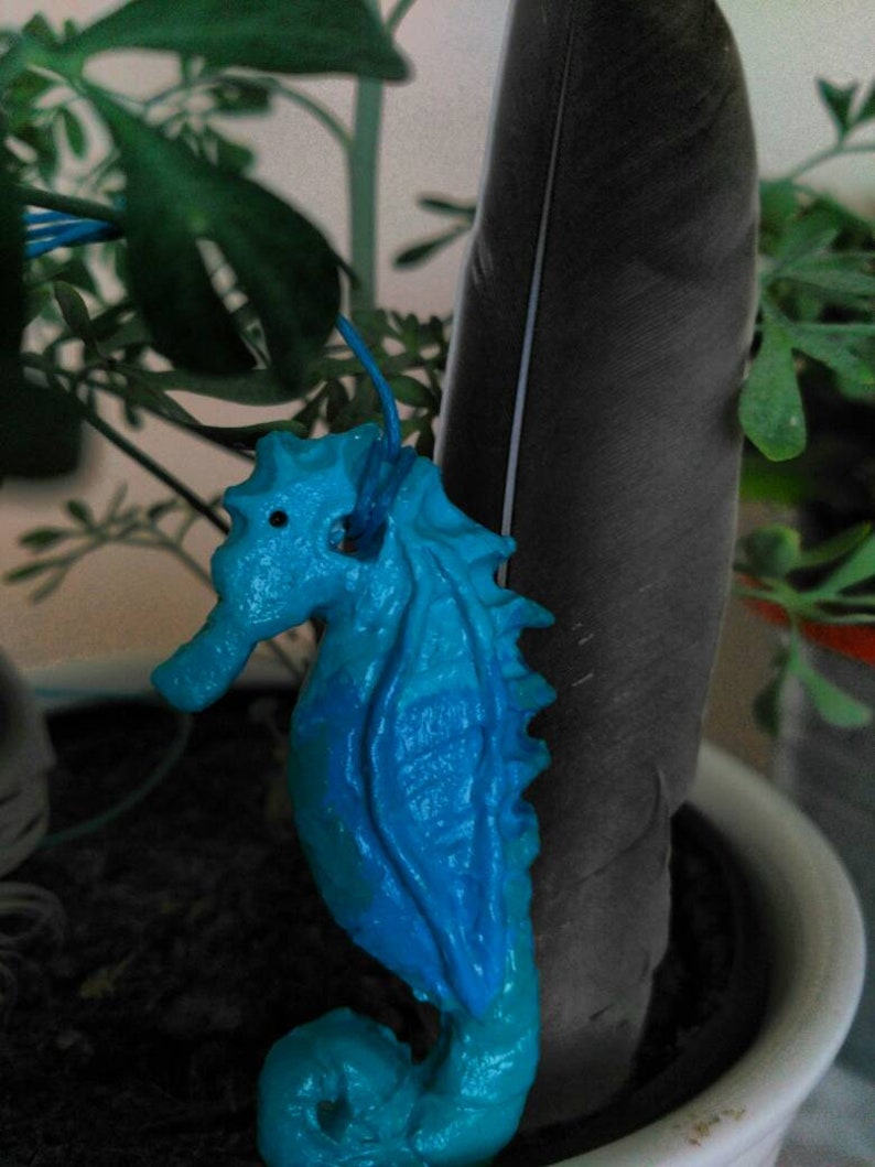 Turquoise Sea Horse Amulet. Necklace Pendant