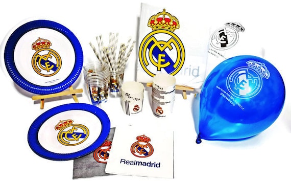 Real Madrid Partito Set Compleanno 126 Pcs Decorazione Plates Cups Palloncini Napkins Cupcakes Tovaglia Tutto In Uno