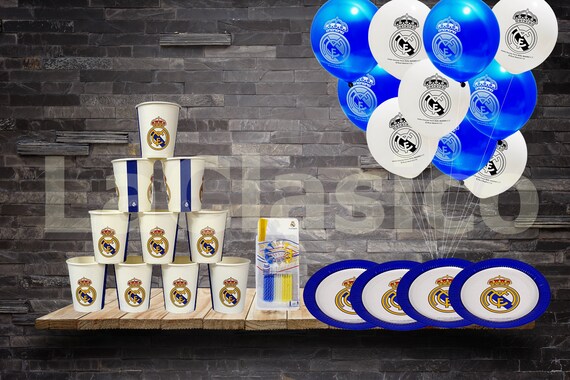 Real Madrid Party Set Birthday 31 Pcs Decoration Plates Cups Etsy