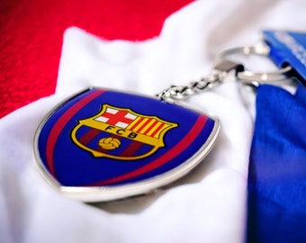 FC Barcelona Llavero Anillo Escudo de Metal Fan Club Oficial FCB Accesorios Regalo Fútbol Coche Llavero Adorno