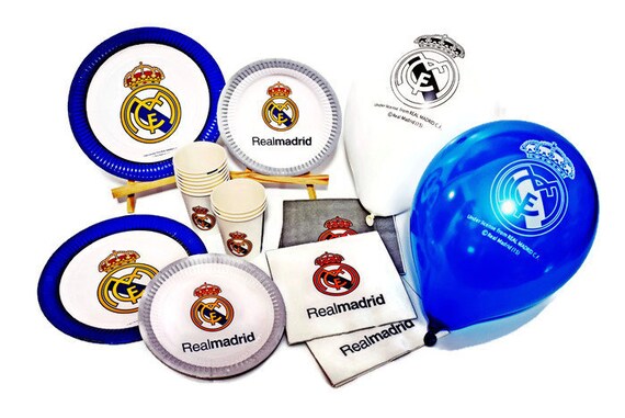 Real Madrid Party Set Birthday 50 Pcs Decoration Plates Cups Etsy