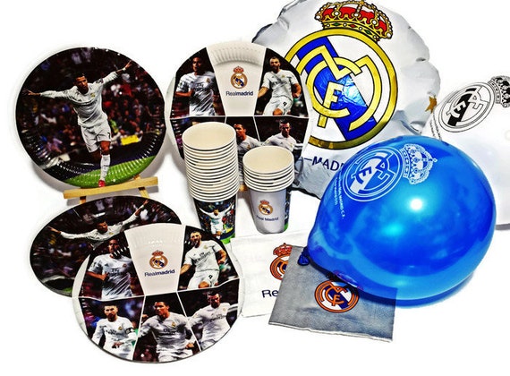 Real Madrid Party Set Birthday 67 Pcs Decoration Plates Cups Etsy