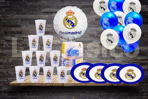 Real Madrid Party Set Birthday 32 Pcs Decoration Plates Cups Etsy