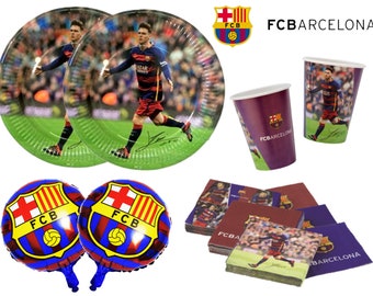 FC Barcelona Messi Party Set Cumpleaños 57 PCS Decoración Platos Tazas Globos FCB - ¡Todo en uno!