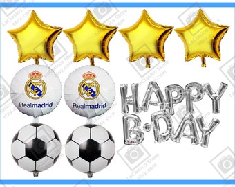 Juego de globos de fiesta del Real Madrid de aluminio, 10 unidades, ¡todo en uno!