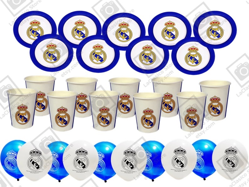 Real Madrid Party Set Birthday 31 PCS Decoration Plates Cups Etsy