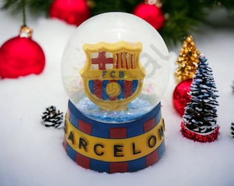 Globo de nieve del FC Barcelona, adorno de cristal, decoración de regalo, producto oficial, cristal de fiesta, escudo del FC Barcelona 3D