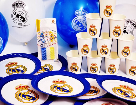 Real Madrid Party Set Birthday 31 Pcs Decoration Plates Cups Etsy