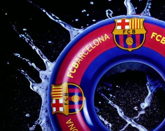 Anillo de natación inflable del FC Barcelona de 90 cm, flotador de PVC para piscina, círculos deportivos acuáticos para adolescentes y adultos, equipo portátil para fiesta en la playa de verano