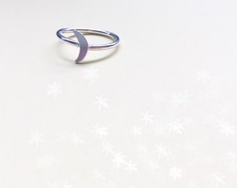 Crescent Moon Stacking Ring Eco Silver