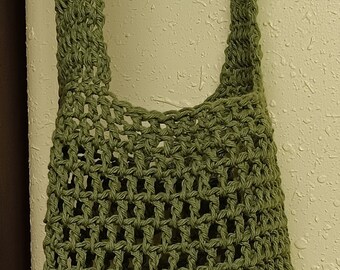 Olive Green Crochet Reusable Market Bag