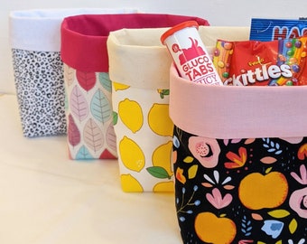 Handy fabric small basket bag box storage hypo treats or beauty products cute peaches leopard more options available