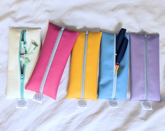 Slim Zip Pouch for diabetic supplies or make up purse in new bright vegan leather - more colour options available