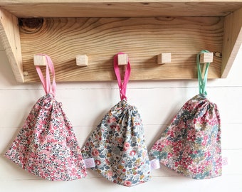 Handy pretty floral drawstring bag pouch can hold diabetic supplies make-up toys snacks fun cute colours