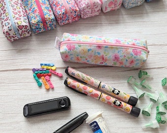 Compact Kit Pouch for diabetic supplies insulin pen AND testing kit, stationary make up purse in vegan leather more print options available