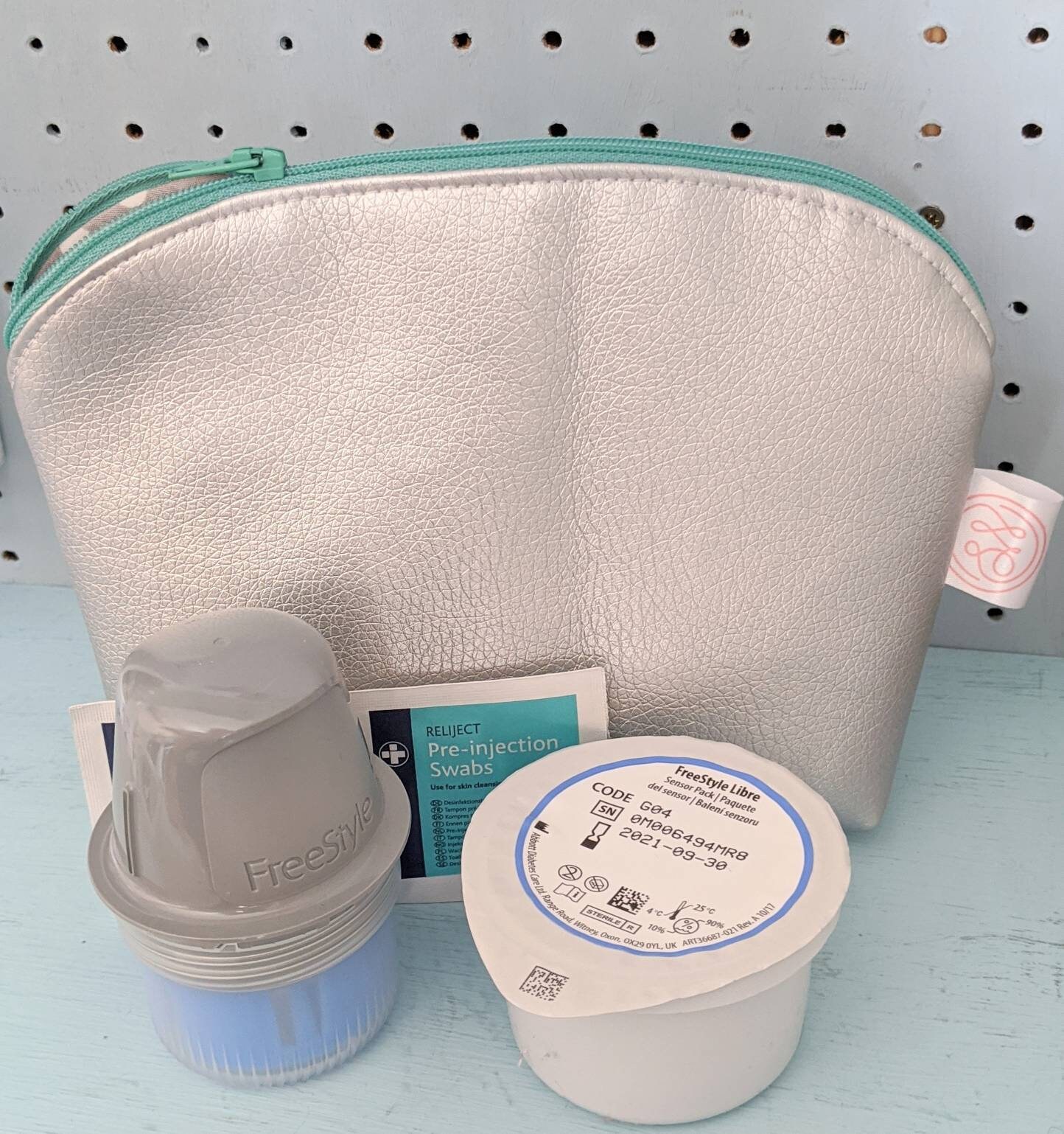 Curved top zip pouch in silver with contrasting mint zip Etsy