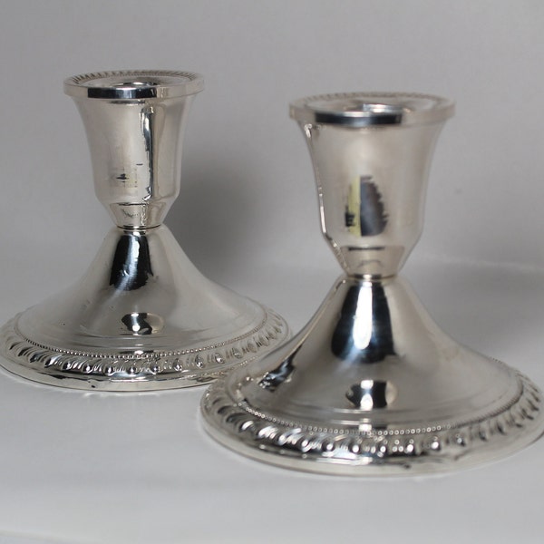 A Nice Pair of "Duchin Creation" Weighted, Polished Sterling Silver Base Candlestick Holders, Both Maker Marked Holders 3 /8" Tall