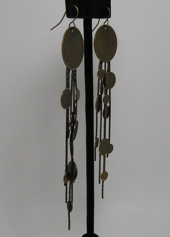 Dangling Copper Various Sized Round Disc Earrings… - image 5