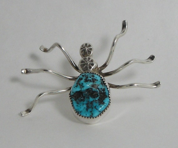 Vintage Sterling Silver Vermeil Spider Pin Brooch 3 across - Body
