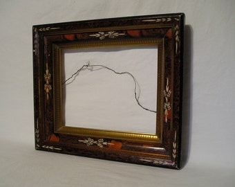 Beautiful Hand Painted Wood Grains, Etched Details, Picture Frame Wall Mountable