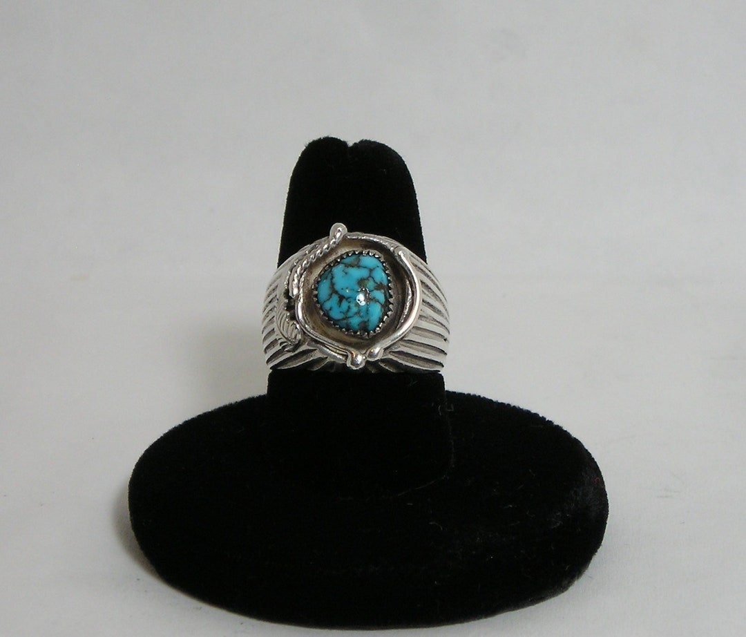 Beautiful & Well Done Shadow Box Sterling Silver and Turquoise Ring ...