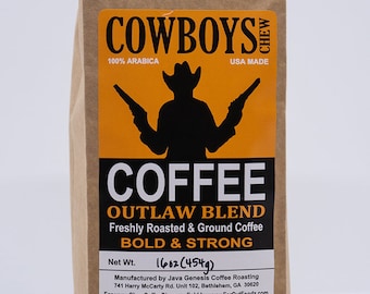 Ground & Whole Bean Coffee - OUTLAW Blend by Cowboys Coffee Chew - Dark Roast