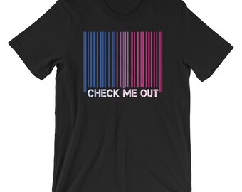 Bisexual Bi Pride Flag Check Me Out Bar Code Short-Sleeve Unisex T-Shirt