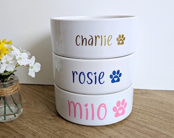 Pet Bowl Name Decal: Personalised Vinyl Sticker Labels for Dog Cat Bowls, Treats Storage