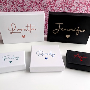 Coffret cadeau bijoux personnalisés, boucles d'oreilles de mariage de luxe, bracelet collier, coffrets cadeaux avec noms, noir ou blanc