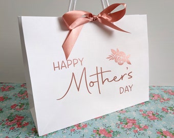 Mother's Day Gift Bag | Mothers Day Gift Ideas | White Gift Bags with Ribbon