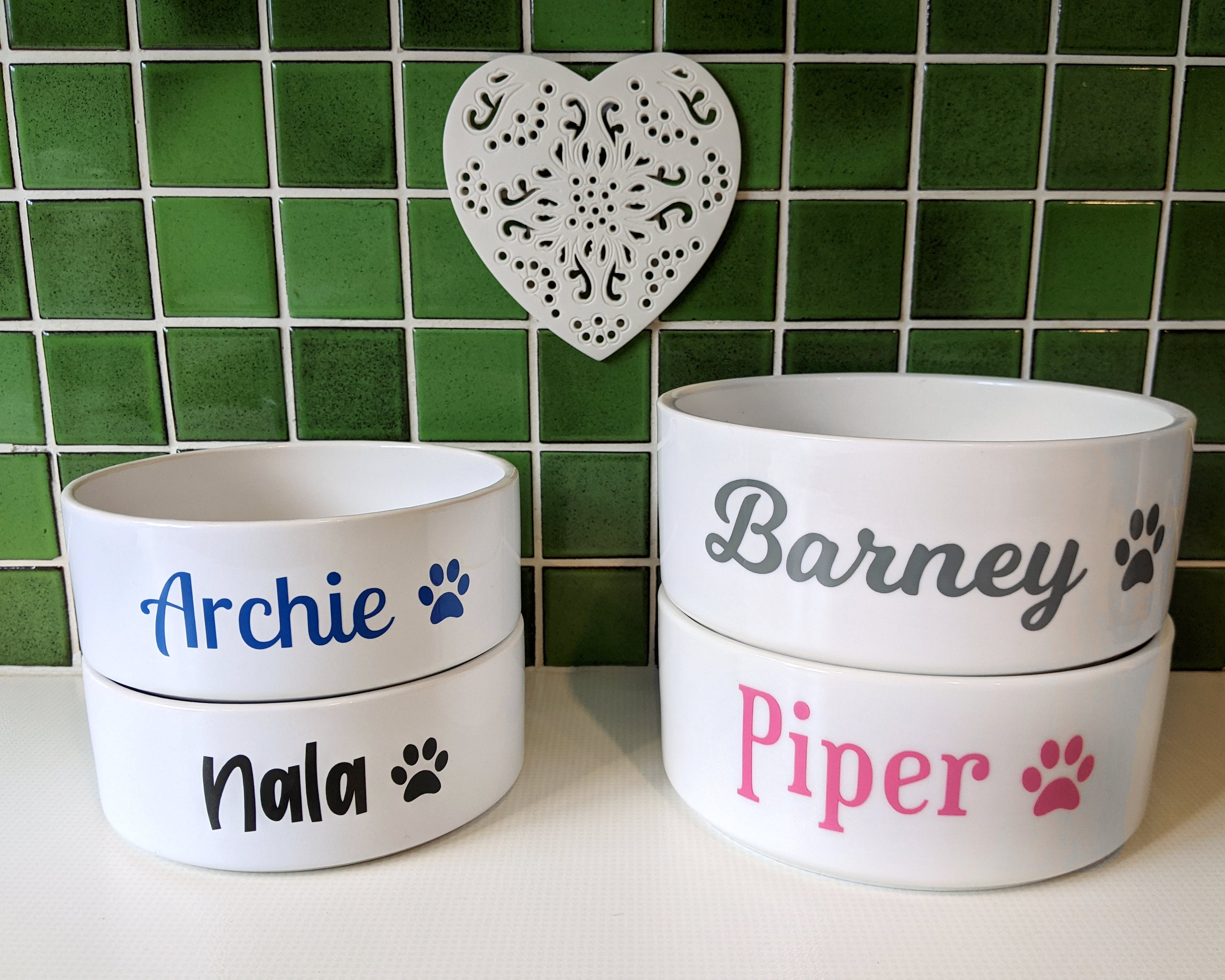 Personalised pet bowl White ceramic dog bowl with name Cat | Etsy