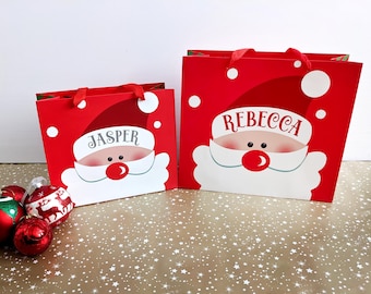 Bolsa de regalo de Navidad personalizada: Bolsas rojas de Papá Noel con nombre