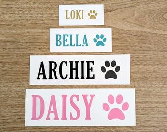 Dog Bowl Name Sticker: Personalised Vinyl Decal Labels for Pet Bowls, Food Treats Storage