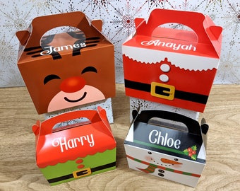Caja de regalo navideña personalizada: Cajas de Papá Noel, reno, elfo y muñeco de nieve para niños