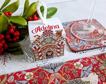 Caja de regalo navideña personalizada: Juego de mesa con casita de jengibre tamaño individual