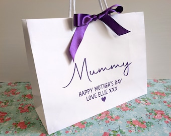 Mother's Day Gift Bag, Personalised White Gift Bags, Mothers Day Gift Ideas