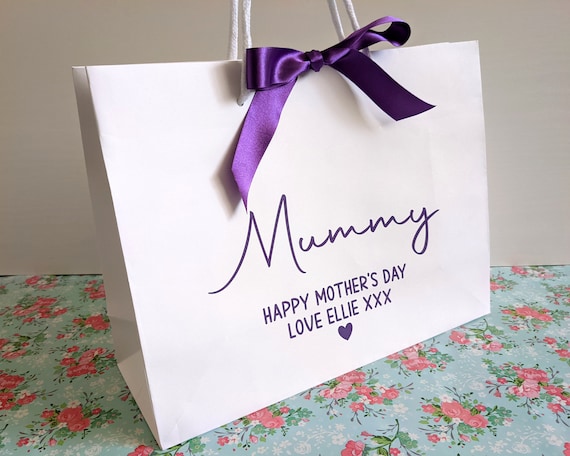 Mother's Day Gift Bag: Personalised White Gift Bags for Mum