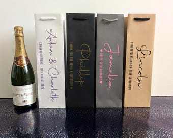 Personalised Bottle Bag: Champagne Gift Bags with Name, Birthday Gift Idea