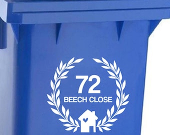 Wheelie Bin Number Decal: Gloss Vinyl House Number Stickers