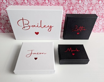 Personalised Valentines Gift Box: Earring Bracelet Necklace Jewellery Boxes with Names