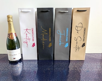 Graduation Bottle Bag: Champagne Gift Bags Personalised with Name