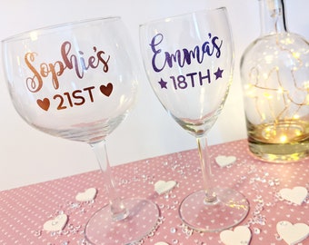 Birthday glass decal: Name and age for drinks glasses, Personalised label