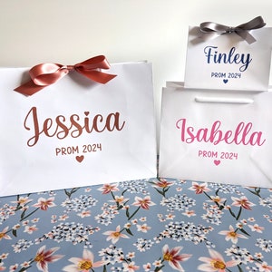 Sacs cadeaux pour bal de promo, Sac blanc personnalisé avec ruban, Cadeau pour bal de promo