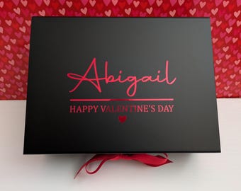 Personalised Valentines Gift Box: Valentines Day Boxes with Name and Ribbon