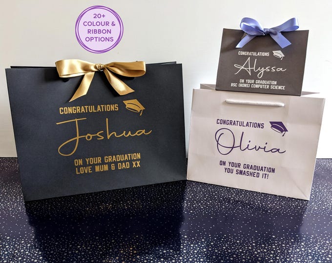 Graduation Gift Bag: Personalised Gift Bags with Ribbon, Graduate Gift Ideas