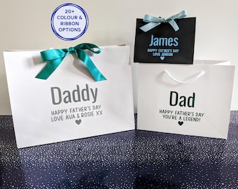 Father's Day Gift Bag: Personalised White and Black Gift Bags for Dad