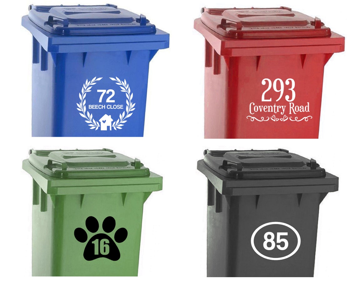 Bin number decal Vinyl wheelie bin numbers sticker Premium Etsy