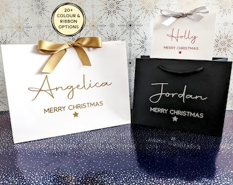 Personalised Christmas Gift Bags: Bag with Ribbon and Name