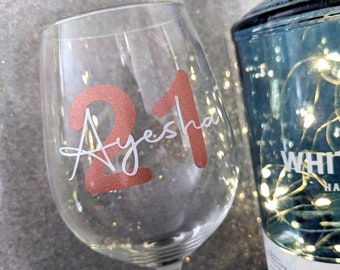 Birthday glass decal, Name sticker, Personalised birthday age label